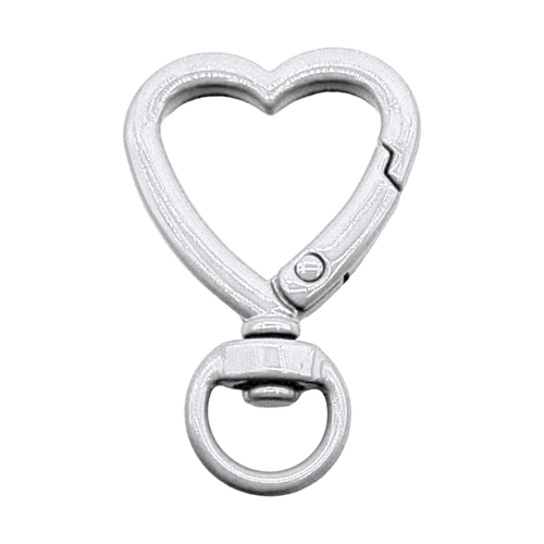 heart keychain clasp with keyring — white