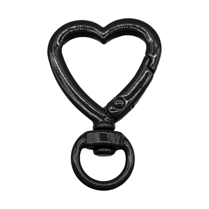 heart keychain clasp with keyring — black