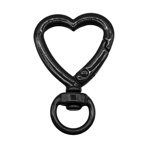 heart keychain clasp with keyring — black
