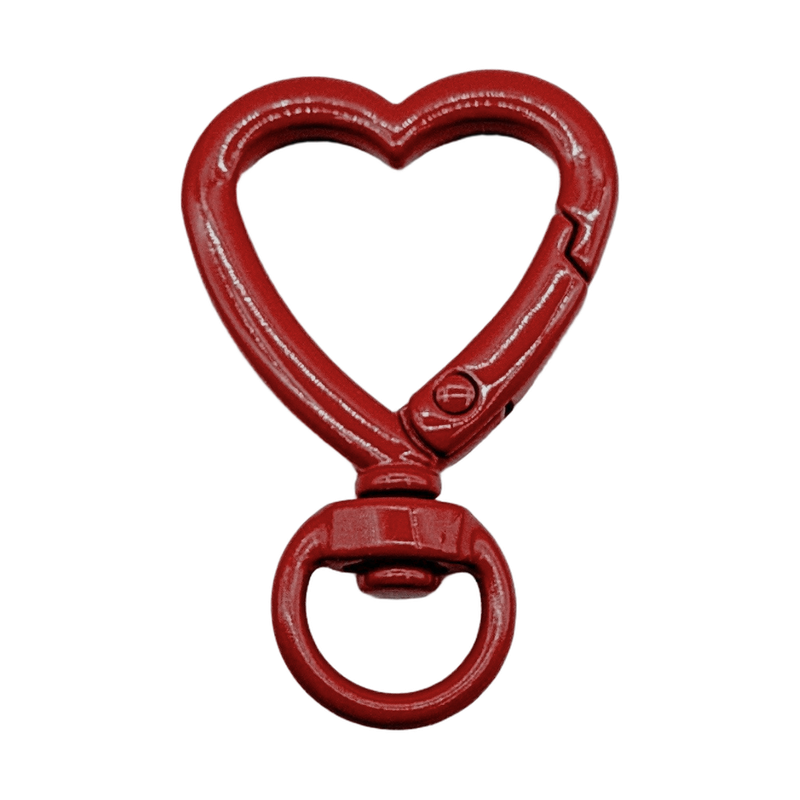 heart keychain clasp with keyring — red