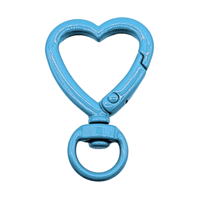 heart keychain clasp with keyring — light blue