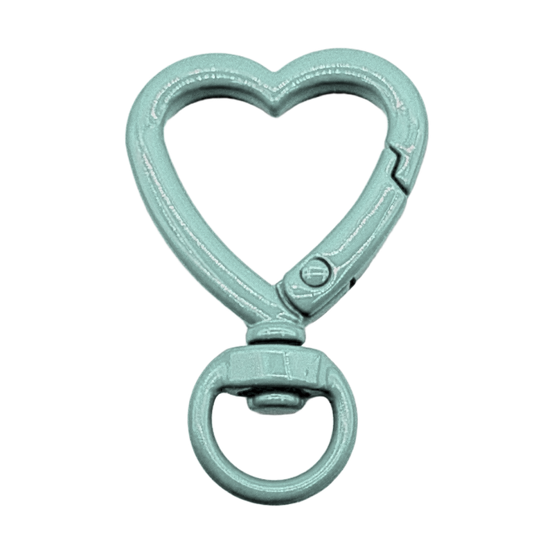 heart keychain clasp with keyring — mint green