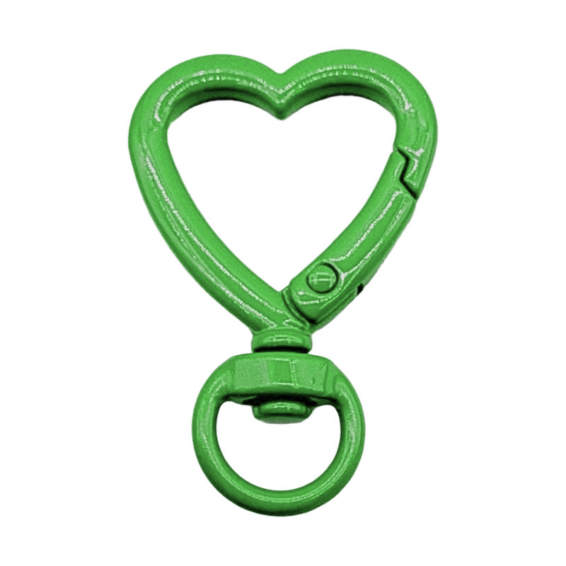 heart keychain clasp with keyring — green